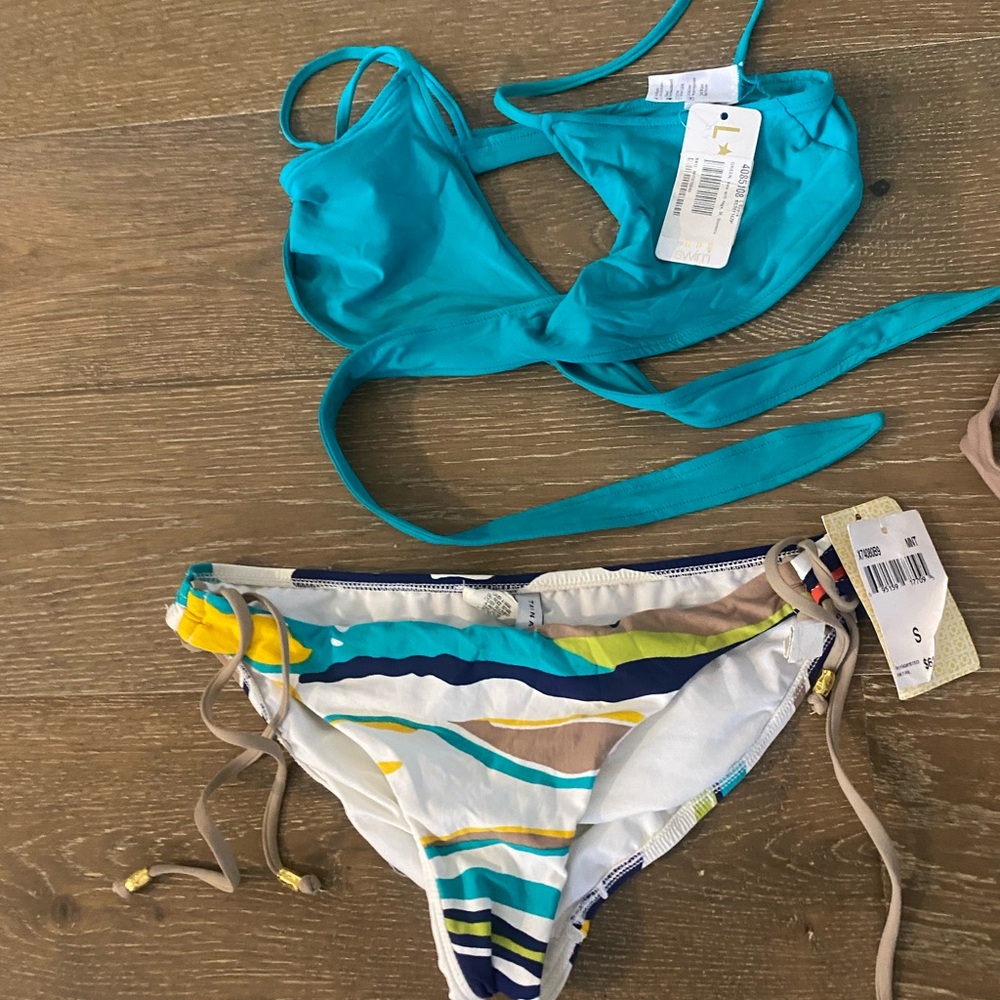 NWT Swim Bikini Lot Anthropologie L*Space Maaji Trina Turk Wrap Color Block S - Picture 3 of 3